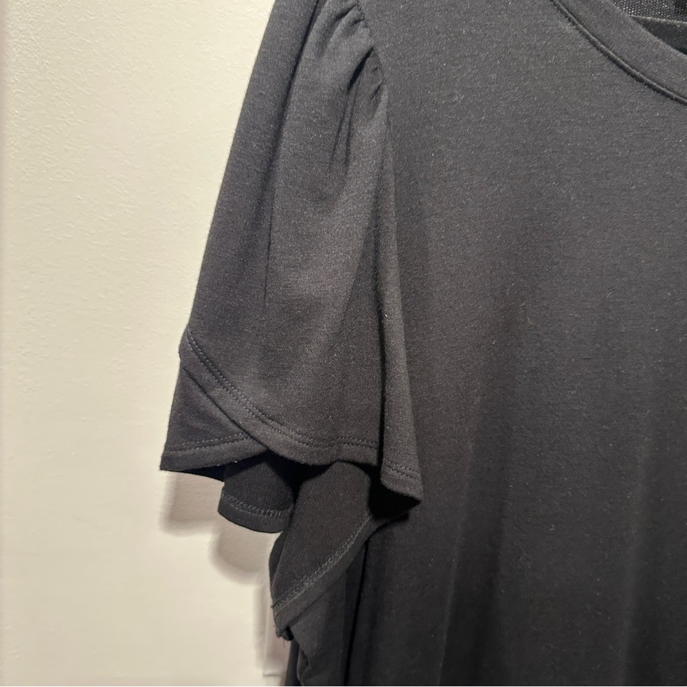 Cable & Gauge Elegant Black Puff Sleeve Blouse 2X - Picture 3 of 7